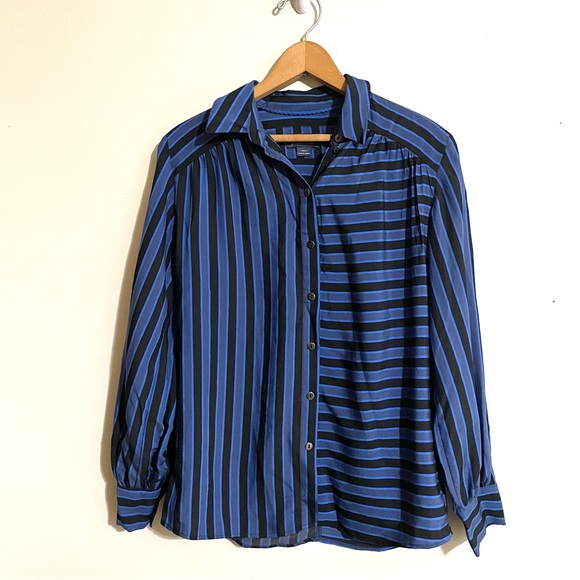 Maeve Anthropologie Silky Striped Buttondown Shirt - Picture 4 of 10